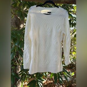 Talbots Cream Cable Knit Sweater- holiday -